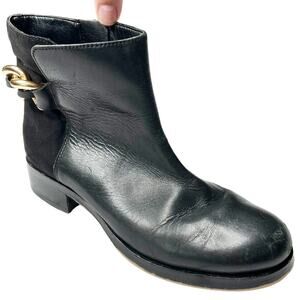 Sam Edelman Chester Bootie Black Leather Suede Ankle Chelsea Boots Sz 8M